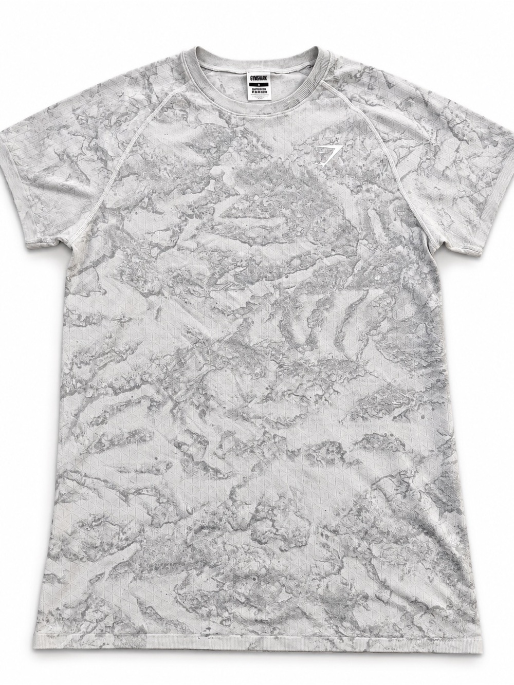 Gymshark Men’s Light Gray Marble-Print Short Sleeve Tee